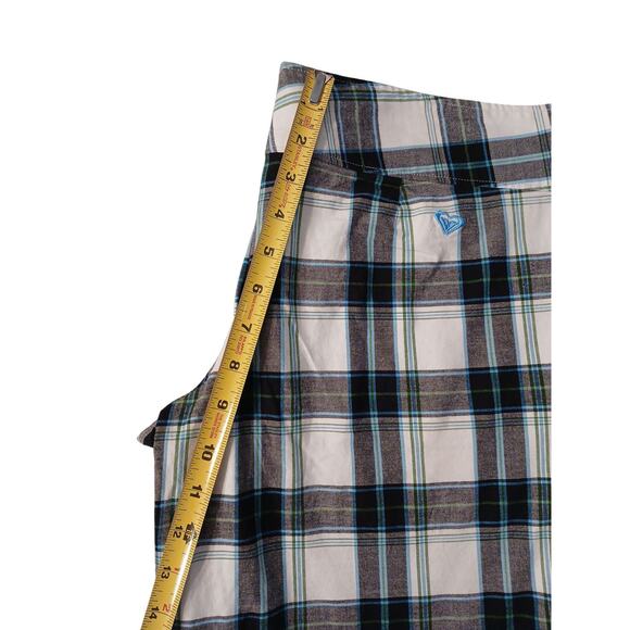 Roxy Plaid Shorts Women’s Sz 9 White Black Blue Bermuda Chequerd Coastal Beachy - Picture 8 of 16